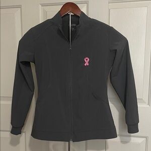 Women's Black scrub Jacket with Pink Ribbon